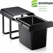 Cos gunoi incorporabil Ecomax Ekko Black Bio 40, cu extragere totala, negru, 1 x 34 l A:473 mm; H:365 mm; L:355 mm, Plastic 100% reciclat certificat,