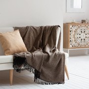 Pled cu franjuri IRMA maro 150 x 200 cm