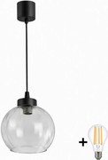 Brilagi - Pendul LED pe cablu RETRO GLASS 1xE27/60W/230V Ø 25 cm negru/transparent