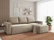 OFERTA Canapea coltar extensibila bej CAVELO, reversibila calitate II