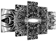 Tablou cu ornamente alb negre (150x105 cm)