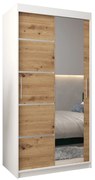 Dulap de haine 100 cm cu oglindă Verika 2 100 (alb + stejar artisan). 1063757