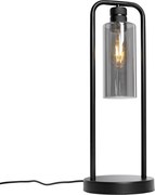Lampă de masă modernă neagră cu sticlă fumurie - Stavelot