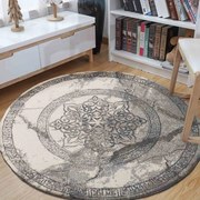 Covor rotund gri cu mandala Lăţime: 120 cm | Lungime: 120 cm