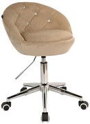 HR948K Scaun Latte din Catifea cu Bază Cromata