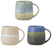 Căni albastre/bej 3 buc. din gresie 460 ml Cloe – Bloomingville