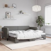vidaXL Pat de zi cu extensie și saltele, gri închis, 80x200 cm, textil