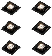 Set de 6 spoturi reglabile incastrate pătrate negre - Artemis 70