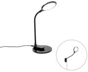 Lampă de masă și de perete neagră cu LED cu dimmer tactil - Joni