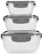 Set 3 caserole Alberta, plastic, gri, 500, 900, 1500 ml