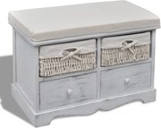 vidaXL Bancă de depozitare, alb, 62x33x42 cm, lemn de paulownia