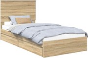 vidaXL Pat cu storage Stejar Sonoma 100 x 200 cm Lemn compozit