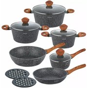 Set vase de gatit Klausberg KB 7242, 12 bucati, Acoperire granit, Inductie,Gri