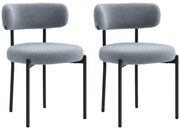 HOMCOM Set de 2 scaune de masă cu spătar din material picioare din oțel 51 x 51 x 76 cm gri | Aosom Romania