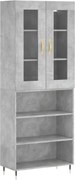vidaXL Dulap înalt, gri beton, 69,5x34x180, lemn compozit