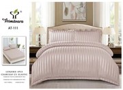 Lenjerie pat dublu, 4 Piese, Damasc Finetat Deluxe, Cu Elastic - Bej