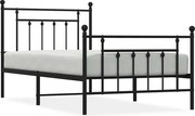 vidaXL Cadru pat metalic cu tăblii de cap/picioare, negru, 100x190 cm