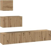 vidaXL Set comodă TV Pe perete 4 pcs Stejar Artizanal Lemn compozit