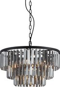 Candelabru modern negru cu sticlă fumurie, 9 lumini - Amel