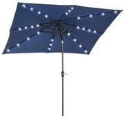 Outsunny Parasol de gradina Parasol drept 3 x 2 m luminos rectangular inclinabil cu LED solar otel poliester densitate mare albastru | Aosom Romania