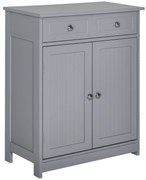 kleankin Mobilier de baie pe picioare, dulap de baie 2 uși 2 sertare 60 x 30 x 75 cm gri | Aosom Romania