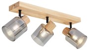 Spot modern din lemn cu sticlă fumurie cu 3 lumini rotativ și înclinabil - Gracy