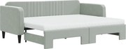 vidaXL Pat de zi cu extensie și saltele, gri deschis 80x200 cm catifea