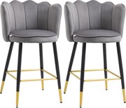 HOMCOM Set de 2 Scaune de Bar Elegante, Înalte cu Spătar, Bază din Oțel Stabil, Gri Carbune, pentru Bucătărie | Aosom Romania