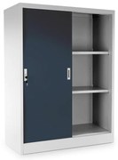Dulap metalic universal mediu cu uși glisante 90 x 40 x 120 cm, încuietoare cilindrică, antracit - ral 7016
