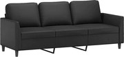 vidaXL Canapea cu 3 locuri, negru, 180 cm, piele ecologică