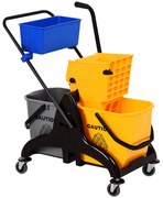 HOMCOM Chariot de curățenie cu exprimare cu găleată laterală de stoarcere 26 L + coș de depozitare 78 x 45 x 95 cm galben | Aosom Romania