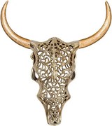 Decoratiune murala cap de taur auriu cu coarne EXOTIC BULL 60cm