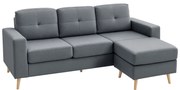HOMCOM Canapea dreapta 3 locuri și taburet modular cu brațe design scandinav 193 x 136 x 85 cm gri antracit | Aosom Romania