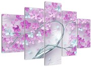 Tablouri cu flori pe trunchi argintiu - abstract (150x105 cm)