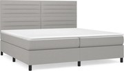 vidaXL Pat box spring cu saltea, gri deschis, 200x200 cm, textil
