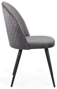Scaun de dining BUC 207 gri din catifea, cu picioare metalice negre