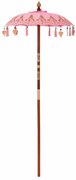 vidaXL Parasol Balinez Roz (90-100) x 260 cm Bumbac și lemn masiv