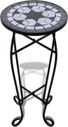 vidaXL Masă laterală cu mozaic pentru plante, negru și alb
