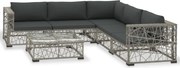 vidaXL Set mobilier de grădină cu perne, 6 piese, gri, poliratan