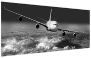 Tablou alb negru cu avion în nori (120x50 cm), în 40 de alte dimensiuni noi