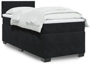 vidaXL Pat box spring cu saltea, negru, 80x200 cm, catifea