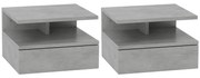 HOMCOM Set de 2 Noptiere Suspendate cu Sertar și Poliță Superioară, 35x32x22.5 cm, Gri | Aosom Romania