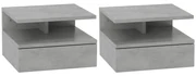 HOMCOM Set de 2 Noptiere Suspendate cu Sertar și Poliță Superioară, 35x32x22.5 cm, Gri | Aosom Romania