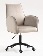 HR280K Scaun Latte din Catifea cu Bază Neagră