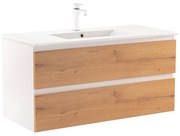 Dulap inferior Vario Forte 100 cu lavoar, stejar alb