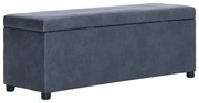 vidaXL Banchetă cu depozitare, gri, 116 cm, piele întoarsă ecologică