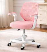 Scaun ergonomic copii, Reglabil pe inaltime, Cotiere rabatabile 2D, Roti blocare automata, baza PP, Roz