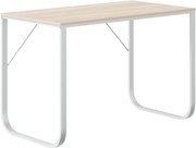 vidaXL Birou de calculator, alb/stejar, 110x60x73 cm, lemn prelucrat