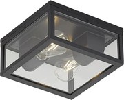 Plafonieră de exterior industrială neagră cu senzor de mișcare și crepuscular IP44 - Charlois