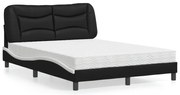 vidaXL Pat cu saltea, negru și alb, 140x200 cm, piele ecologică
